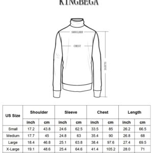 KINGBEGA Men's Turtleneck Slim Fit Basic Knitted Thermal Casual Long Sleeve Pullover SweatShirt, White1, X-Large