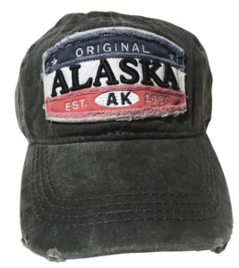 quality ball cap hat alaska distressed baseball cap adjustable low profile grey