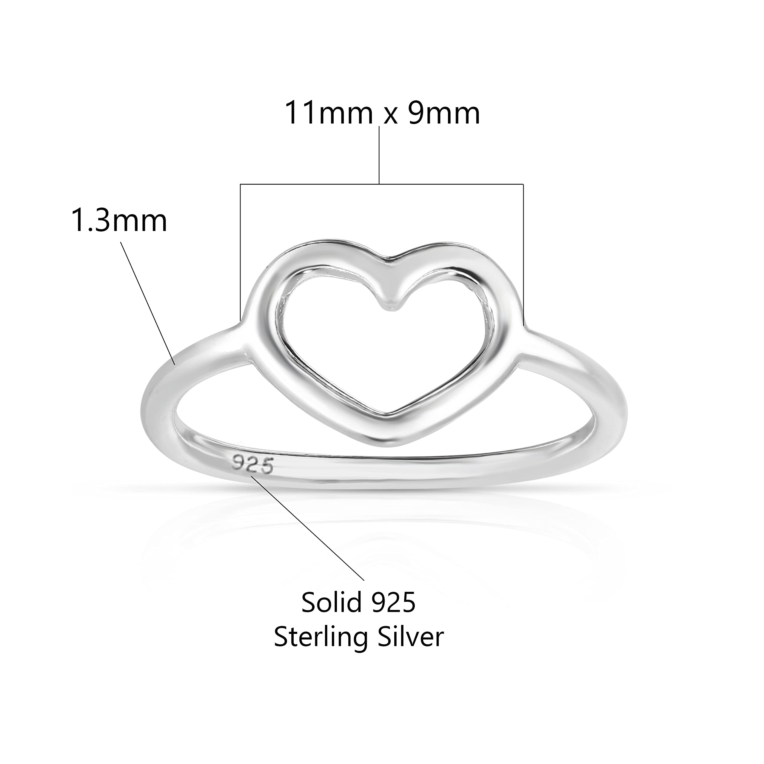 Savlano 925 Sterling Silver Heart Stackable Ring Band for Women - Made in Italy Comes With a Gift Box (7)