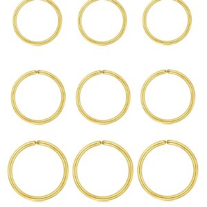 MODRSA Nose Rings Hoops Gold Hoop Nose Ring Nose Hoops Cartilage Hoop Earring Thin Cartilage Earring Hoop Helix Hoop Earring Small Hoop Earrings for Cartilage Tragus Hoop Earring Lip Hoop 20g 6-10mm