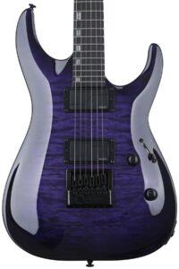 esp ltd h-1000 evertune solidbody electric guitar - see-thru purple sunburst