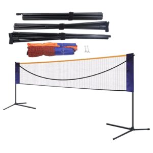 Portable 20FT Volleyball Tennis Net Adjustable Height Poles Badminton Net Set for Outdoor Sports W/ Carry Bag and Stand