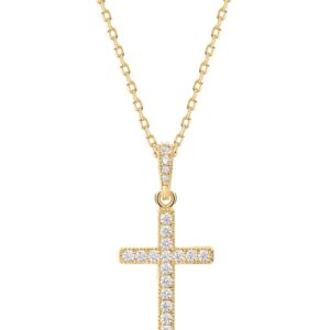 PAVOI 14K Gold Plated CZ Cross Necklace for Women | Elegant Layered Cross Pendant | Gold Necklaces for Women (Yellow Gold)