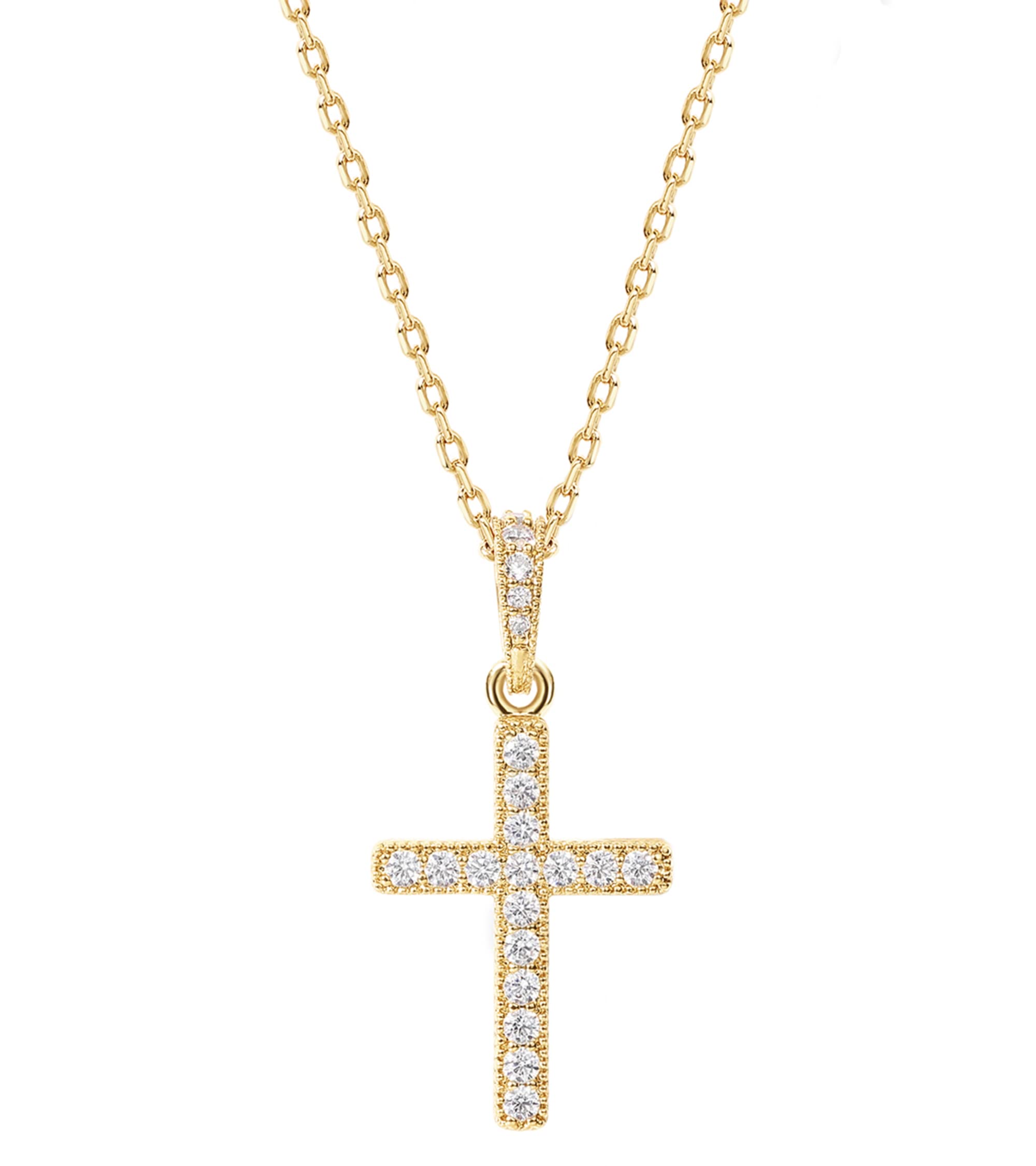 PAVOI 14K Gold Plated CZ Cross Necklace for Women | Elegant Layered Cross Pendant | Gold Necklaces for Women (Yellow Gold)