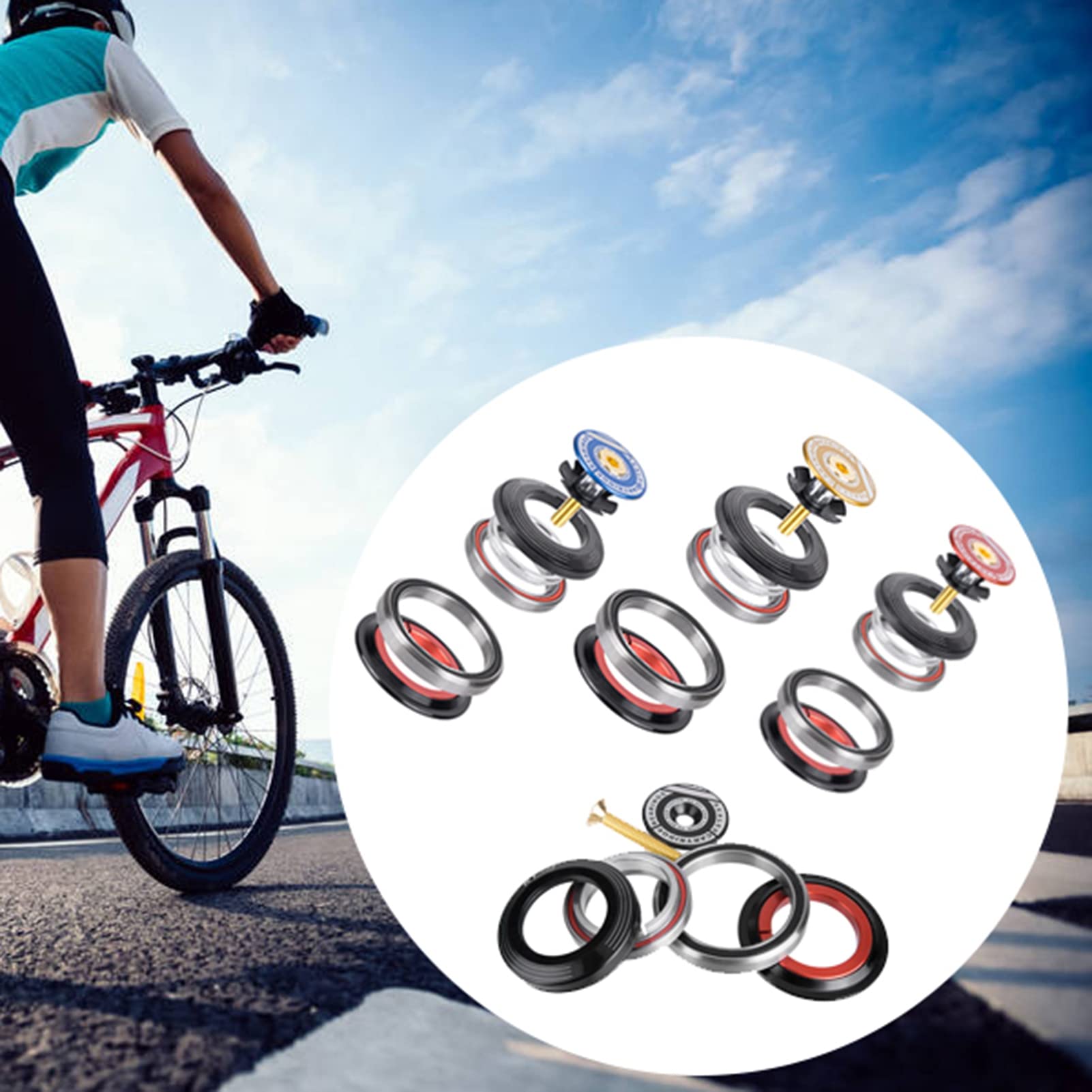 Socobeta Headsets 42 52mm Aluminium Alloy Road Headset Bearing Suitable for Standard Straight and Tapered Mountain Forks