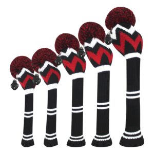 scott edward knit golf club cover for woods and driver set of 5 head covers protect driver wood(460cc) 1 fairway wood2 and hybrid/ut2 with rotating club number tags