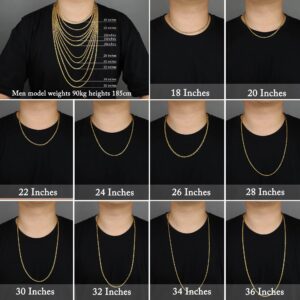 Monily Gold Plated Chain Necklace for Women 1.5MM 28 Inches Stainless Steel Twist Rope Chain for Women