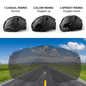 Shinmax Adult Bike Helmet,Bicycle Helmet with Removable Magnetic Goggles & USB Rechargeable LED Light Road Mountain Bike Helmet Adjustable Size Ultralight Cycling Helmet Men Women SM-T88