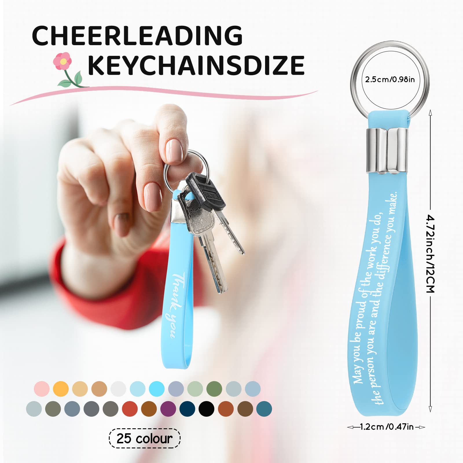 Fumete 100 Pcs Thank You Keychain Gift Appreciation Silicone Keyring Employee(Classic Color)