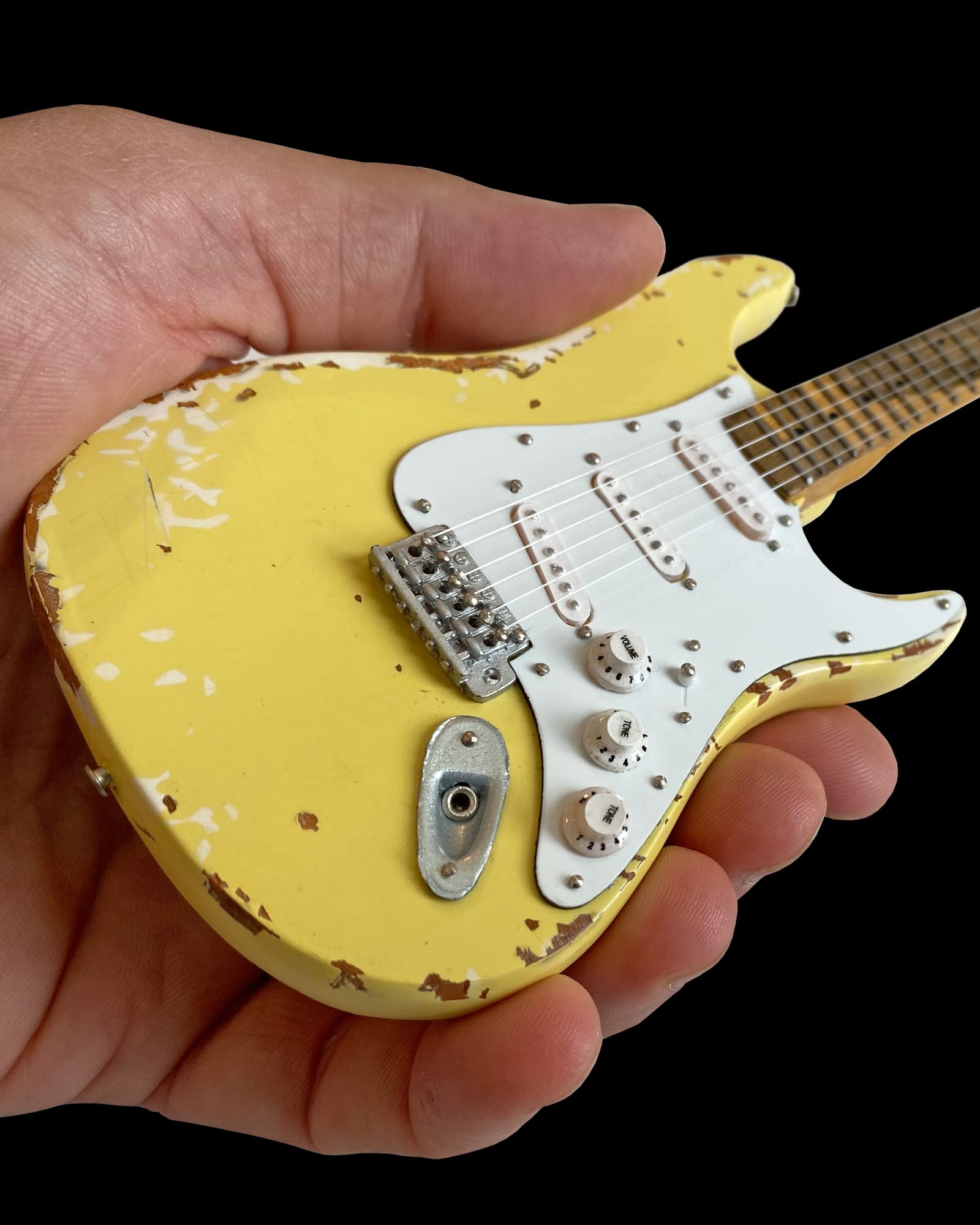 AXE HEAVEN Yngwie Malmsteen Mini Fender™ Strat™ Heavily Worn Olympic White Finish Guitar Model Replica