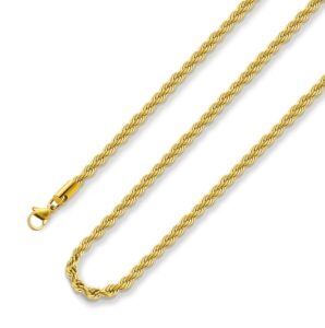 monily gold plated chain necklace for women 1.5mm 28 inches stainless steel twist rope chain for women