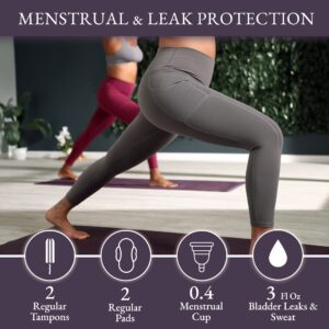 LUMANA Leakproof Womens Leggings: Bladder Control Athletic Bottoms - Leggings with Pockets Designed with Built-in Bladder Leakage Pads for Women, 22" Inseam (Black, Small)