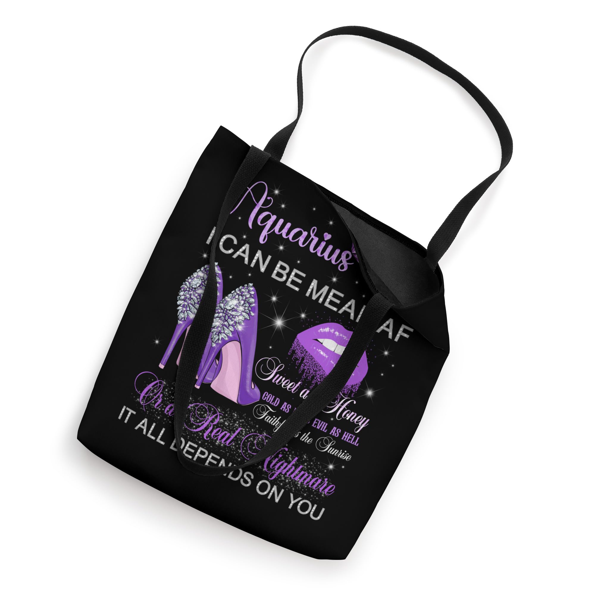 Aquarius Girl Birthday Purple High Heels Dripping Lips Tote Bag