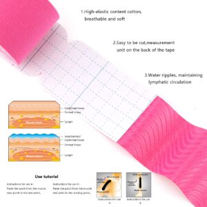 AUPCON Kinesiology Tape Elastic Kinesiology Therapeutic Athletic Tape Hypoallergenic Breathable Cotton Sports Muscle Tape Therapy Recovery Support for Knee Shoulder Ankle Elbow Shin (5m-Mix-Precut)