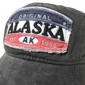 Quality Ball Cap Hat Alaska Distressed Baseball Cap Adjustable Low Profile Grey