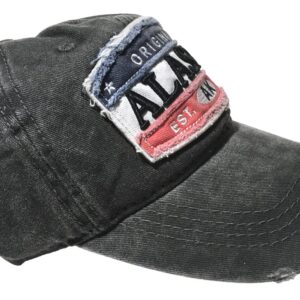 Quality Ball Cap Hat Alaska Distressed Baseball Cap Adjustable Low Profile Grey