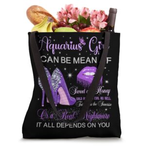 Aquarius Girl Birthday Purple High Heels Dripping Lips Tote Bag