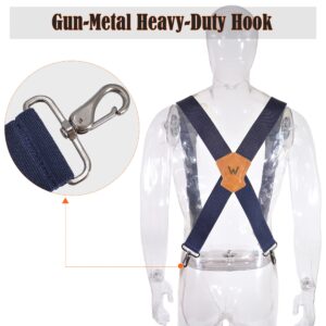 WELKINLAND Navy suspenders for men, Work suspenders, 2 inch wide suspenders, Heavy Duty suspenders, Swivel suspenders, Mens suspenders for jeans, Big and tall suspenders for men