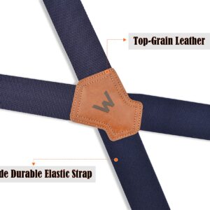 WELKINLAND Navy suspenders for men, Work suspenders, 2 inch wide suspenders, Heavy Duty suspenders, Swivel suspenders, Mens suspenders for jeans, Big and tall suspenders for men