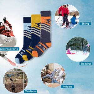 Lollisy Big Boys Ski Socks Kids Winter Warm Socks for Boys Girls Thick Thermal Skating Snowboarding Snow Socks 3 Pack Skiing 10-12 Years