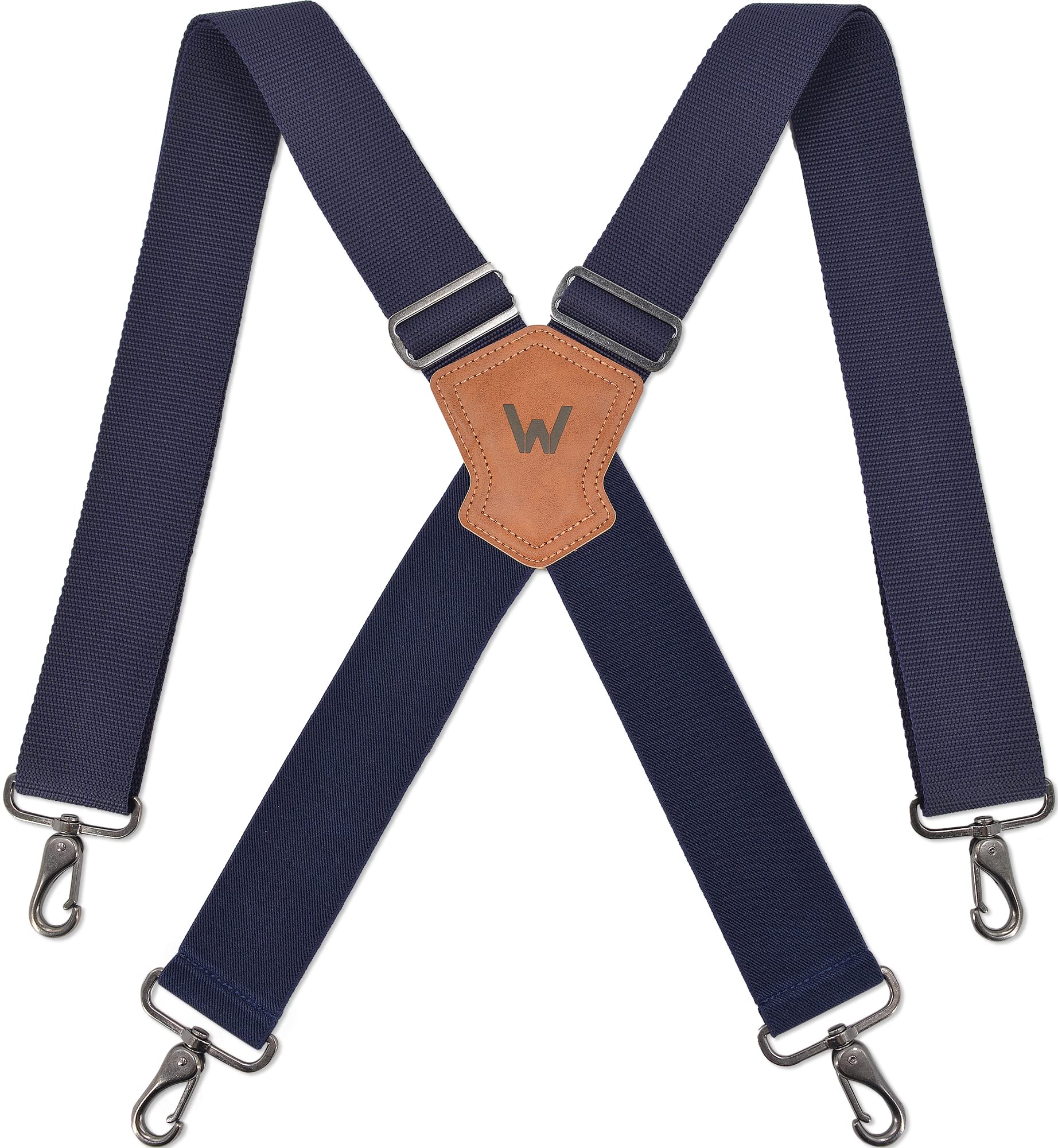 WELKINLAND Navy suspenders for men, Work suspenders, 2 inch wide suspenders, Heavy Duty suspenders, Swivel suspenders, Mens suspenders for jeans, Big and tall suspenders for men