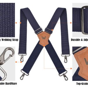 WELKINLAND Navy suspenders for men, Work suspenders, 2 inch wide suspenders, Heavy Duty suspenders, Swivel suspenders, Mens suspenders for jeans, Big and tall suspenders for men