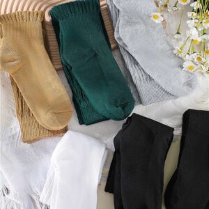 Bencailor 6 Pairs 80s 90s Women Slouch Socks Soft Knee Long Scrunch Socks Cotton Knit Stacked Socks Boot Socks for Women Men(Dark Colors,5-9)