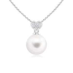 freshwater cultured pearl pendant with heart-shaped bale in 14k white gold (7mm freshwater cultured pearl)