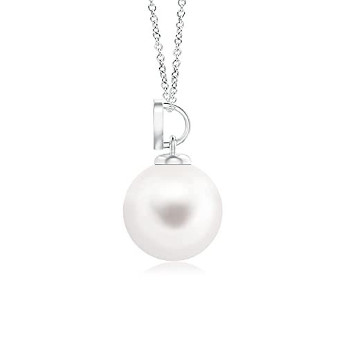 Freshwater Cultured Pearl Pendant with Heart-Shaped Bale in 14K White Gold (7mm Freshwater Cultured Pearl)