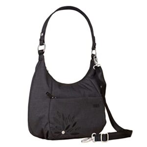 HAIKU Amble Hobo Bag with Removable Shoulder Strap and Adjustable Crossbody Strap, Black in Bloom