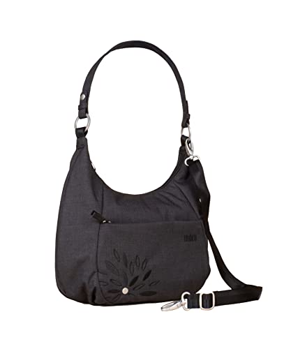 HAIKU Amble Hobo Bag with Removable Shoulder Strap and Adjustable Crossbody Strap, Black in Bloom