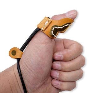 PMZ Archery Cowhide Finger Guard Protector Thumb Ring for Traditional Bow Recurve Bow