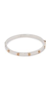 tory burch women's miller stud 5mm hinge bracelet, tory silver/tory gold, medium