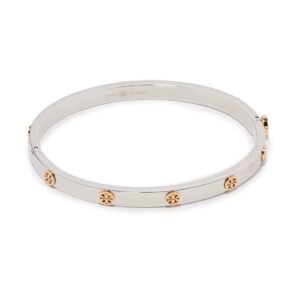 Tory Burch Women's Miller Stud 5mm Hinge Bracelet, Tory Silver/Tory Gold, Medium