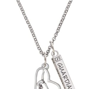 Delight Jewelry Silvertone Gymnast in Heart Silvertone Guardian Angel Bar Charm Necklace, 23"