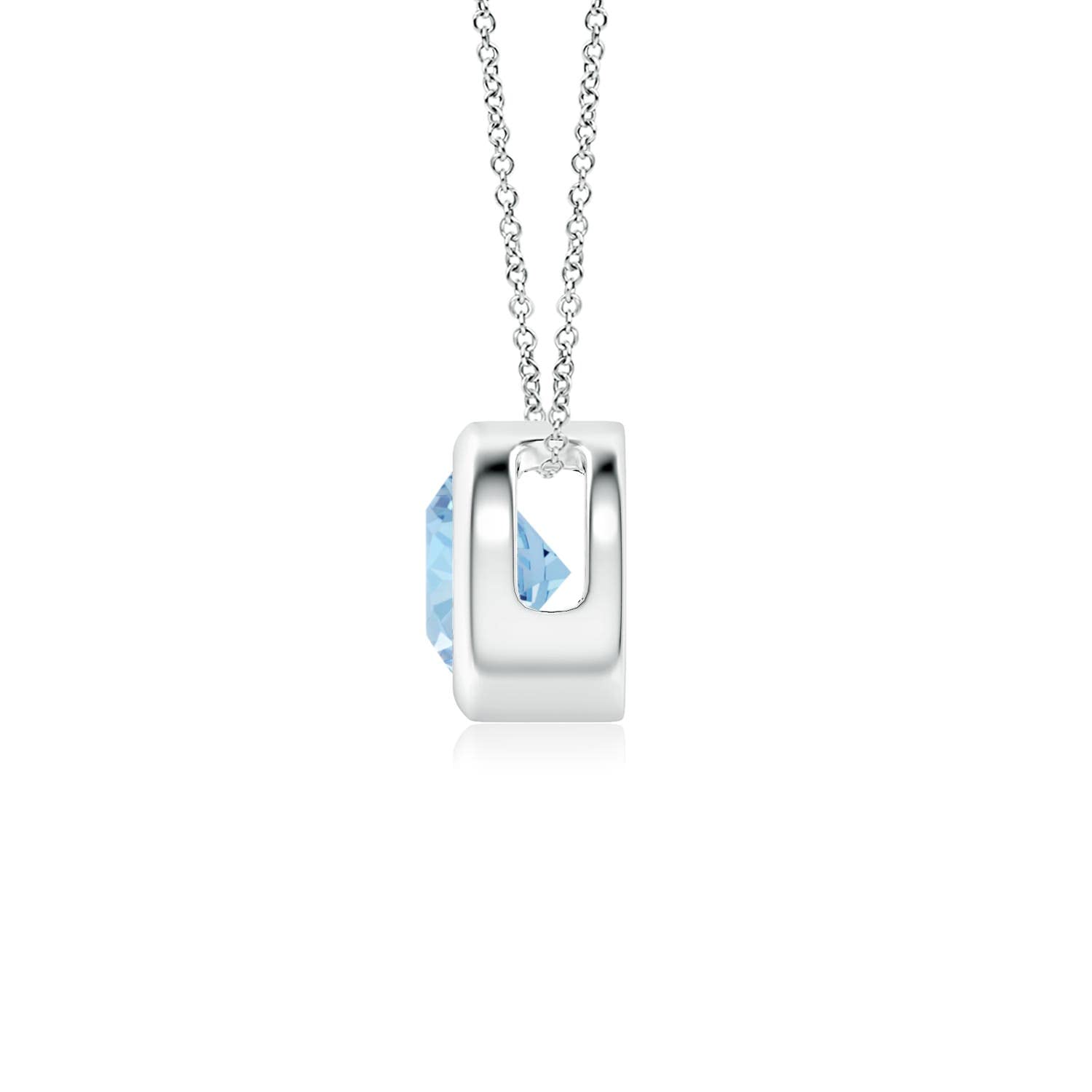 Bezel-Set Round Aquamarine Solitaire Pendant in Silver (5mm Aquamarine), Aquamarine