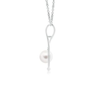 Angara 8mm Freshwater Cultured Pearl and 0.01 Ct Diamond Infinity Pendant Necklace for Women in Silver (Grade-AA) | June Birthstone, Birthday, Anniversary Jewelry Gift For Women