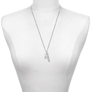 Delight Jewelry Silvertone Gymnast in Heart Silvertone Guardian Angel Bar Charm Necklace, 23"