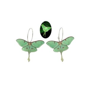 Insect Moth Butterfly Hoop Earrings,Wing Statement Drop Earrings Green Acrylic Moth Wing Earrings Statement Black Butterfly Earrings for Women Party Jewelry (Green)