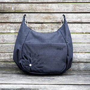 HAIKU Amble Hobo Bag with Removable Shoulder Strap and Adjustable Crossbody Strap, Black in Bloom