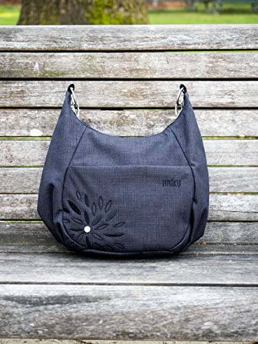 HAIKU Amble Hobo Bag with Removable Shoulder Strap and Adjustable Crossbody Strap, Black in Bloom