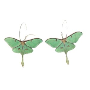 Insect Moth Butterfly Hoop Earrings,Wing Statement Drop Earrings Green Acrylic Moth Wing Earrings Statement Black Butterfly Earrings for Women Party Jewelry (Green)