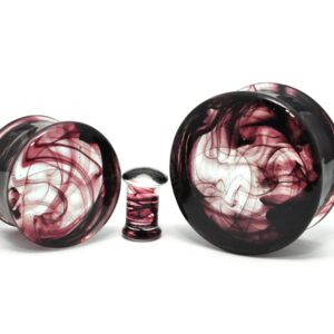 Mystic Metals Body Jewelry Pair of Smokey Swirl Glass Double Flare Plugs (PG-582) (00g (10mm))