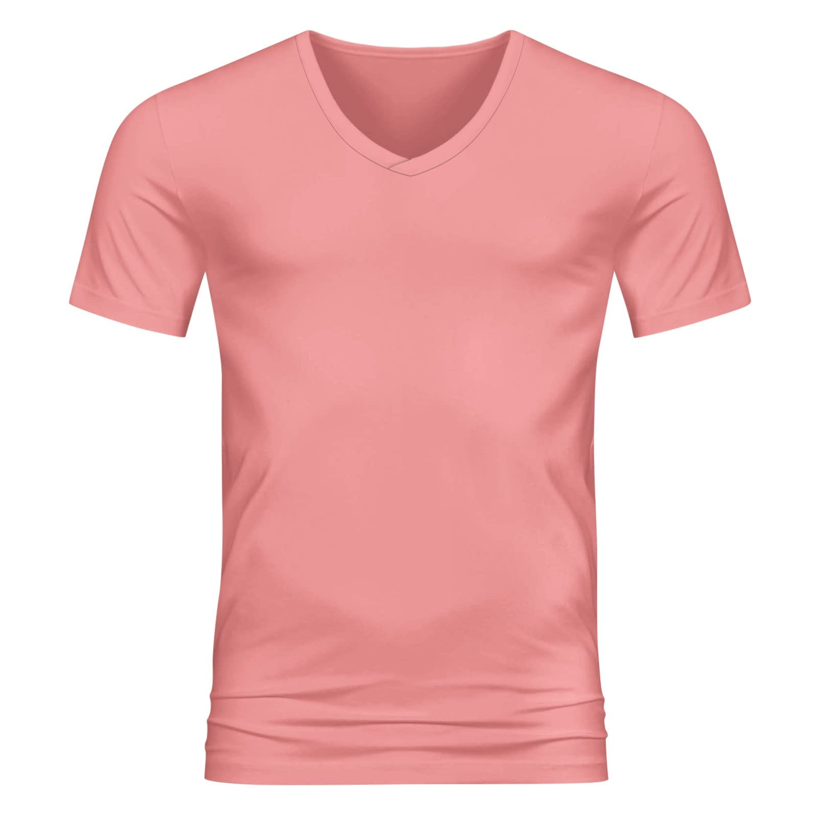 Mens V Neck T Shirt Fashion Casual Quick Dry Breathable Sweat Wicking Short Sleeve Top The T Shirts for Men (Pink, XXXL)