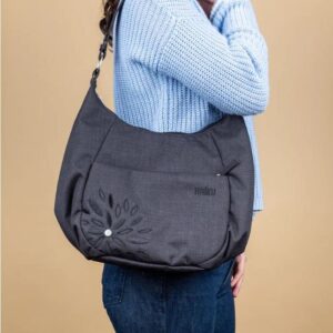 HAIKU Amble Hobo Bag with Removable Shoulder Strap and Adjustable Crossbody Strap, Black in Bloom