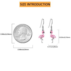 Flamingo Earrings for Women 925 Sterling Silver Pink Flamingo Dangle Drop Earrings Animal Jewelry Christmas Gifts for Women