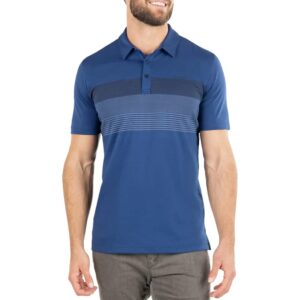 TravisMathew Mens Late Checkout Chest Stripe Golf Polo - Estate Blue L