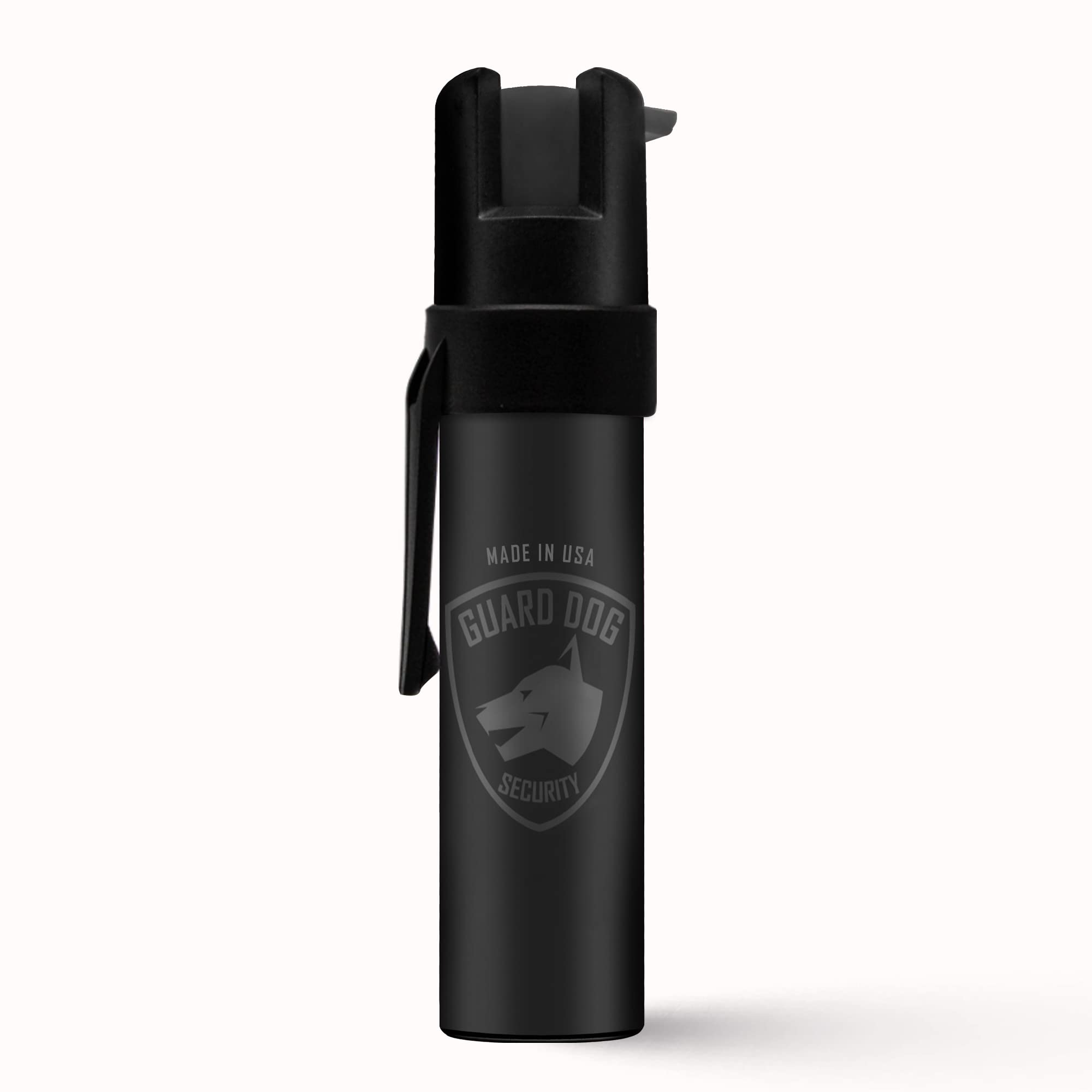 GUARD DOG SECURITY Police Edition Pepper Spray with clip - Maximum Strength MC 1.44 - Pepper Spray Range up to 16 foot - Made in USA (Black)