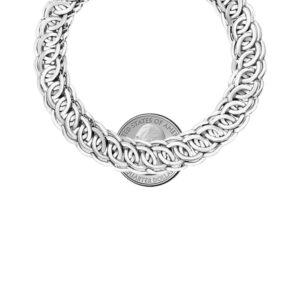 Savlano 925 Sterling Silver 10mm Rombo Double Cuban Curb Chain Bracelet -7.5 inch Hollow Cuban Curb Bracelet for Women - Made in Italy Comes with Gift Box