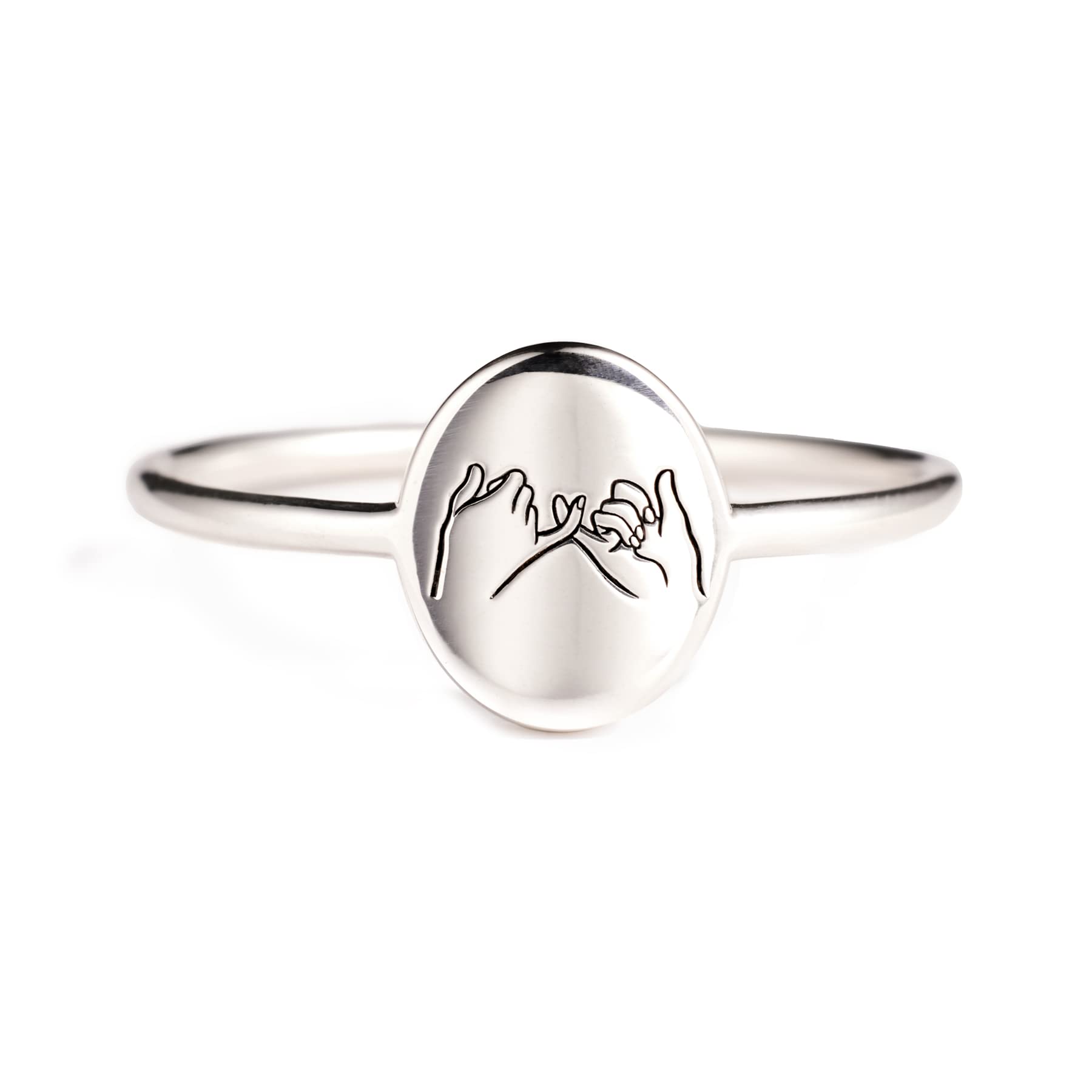 Pinky Promise Ring for Best Friends, Friendship Rings, Silver Pinky Promise Ring for Friends, Sisters Ring, Gifts for Best Friends Women, Best Friend Birthday Gifts for Women(F silver 07)